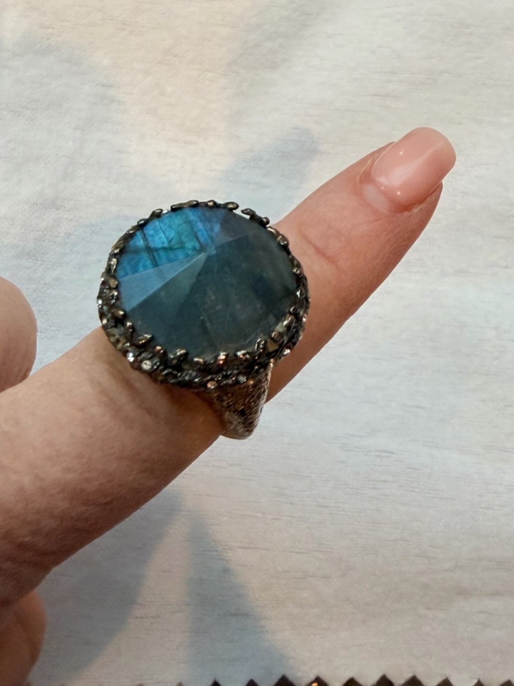 Alexis Bittar Blue Labradorite Cocktail Ring size 8